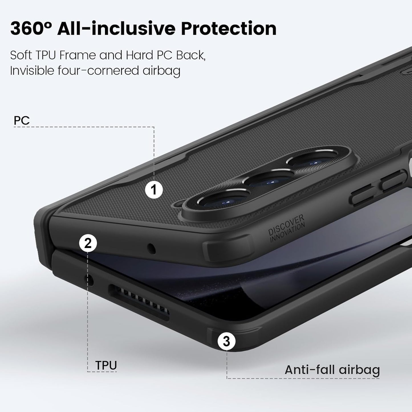 Samsung Galaxy Z Fold5 Nillkin Super Frosted Shield Fold Bracket Version Matte Case - Black