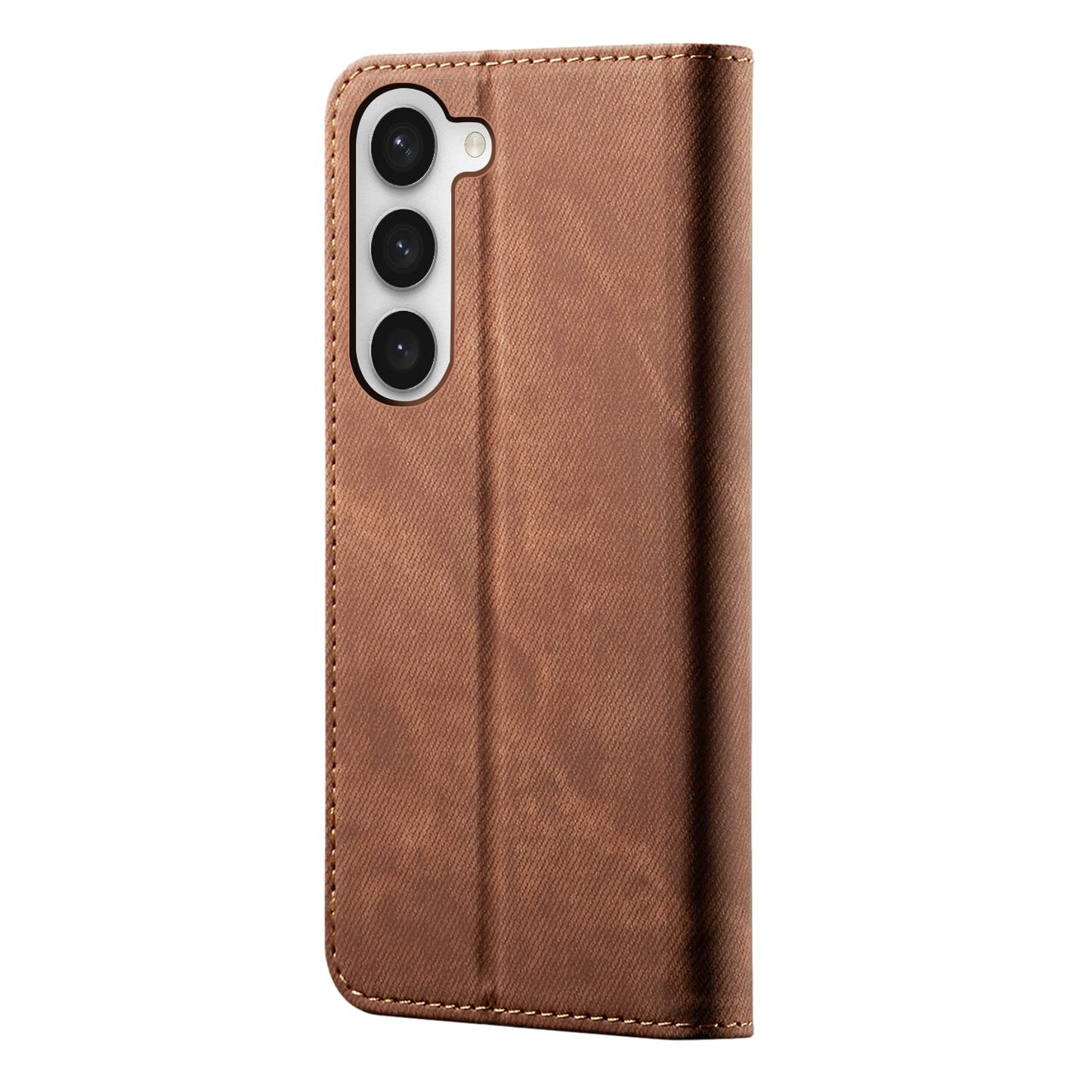 Premium PU Leather Back Cover Case for Samsung Galaxy S23 Plus-Brown