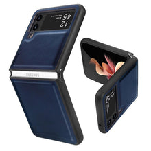Samsung Galaxy Z Flip 4 Plain Leather Case-Blue