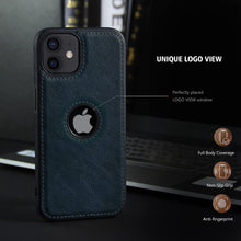 iPhone 12 Original PU Leather Case Classic Luxury Elegant with Logo Cut-Blue