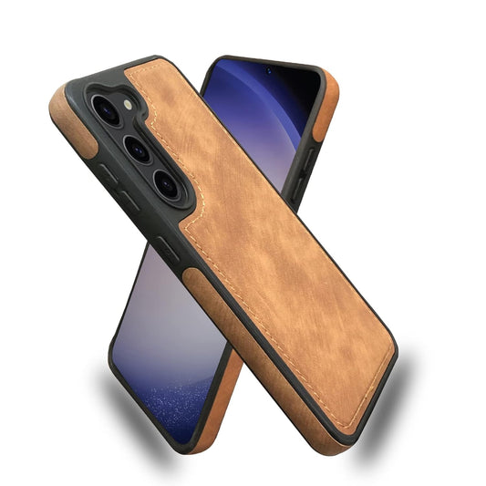 Premium PU Leather Back Cover Case for Samsung Galaxy S23 Plus-Brown