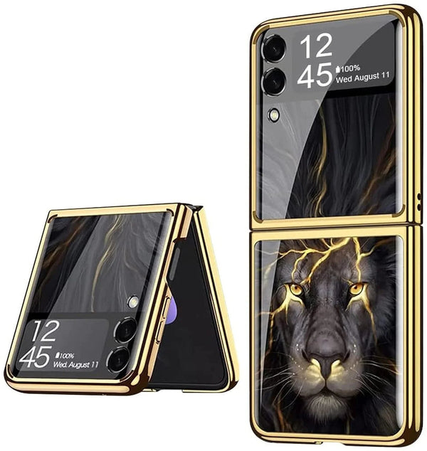 Samsung Galaxy Z Flip 4 Lion Pattern Glass Case