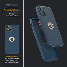 iPhone 13 Leather Silver Electroplated Chrome Back Cover-Blue