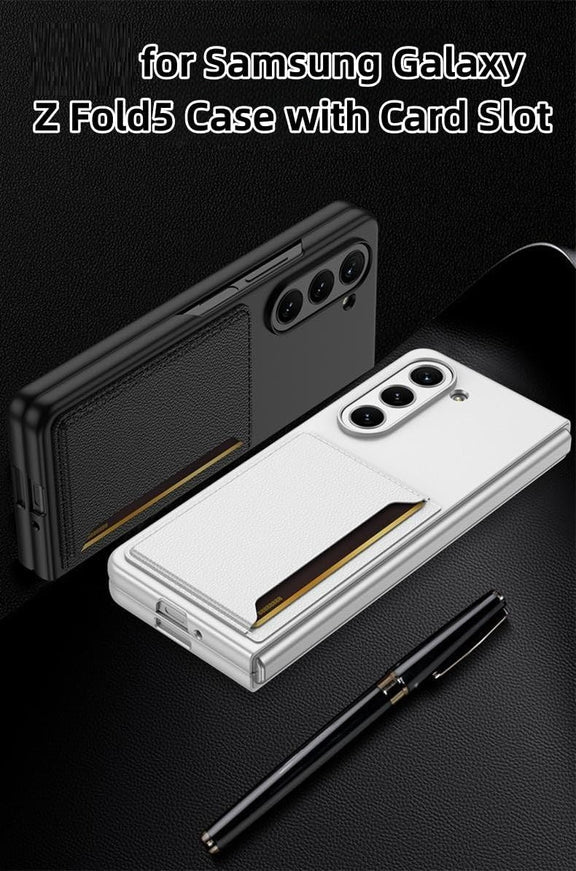 Samsung Galaxy Z Fold 5 PU Leather Card Holder Case-White