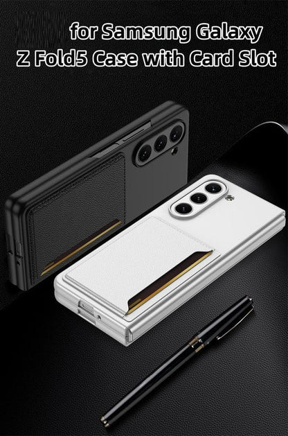 Samsung Galaxy Z Fold 5 PU Leather Card Holder Case-White