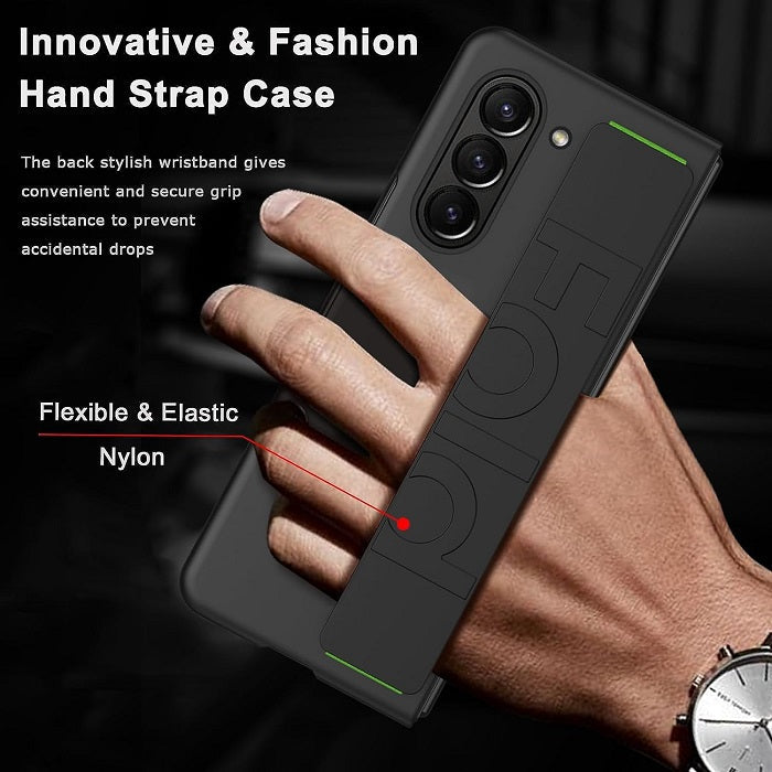Samsung Galaxy Z Fold 5 Slim Case with Hand Strap Designed-Black