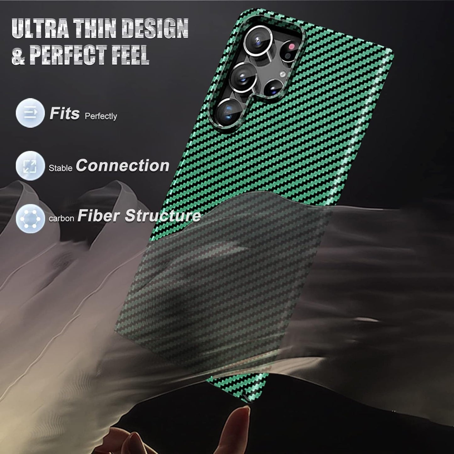 Samsung Galaxy S23 Ultra Piblue Carbon Fiber Aramid Kevilar Case - Green
