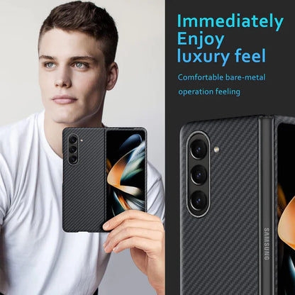 Samsung Galaxy Z Fold 5 Carbon Fiber Aramid Shockproof Case-Black