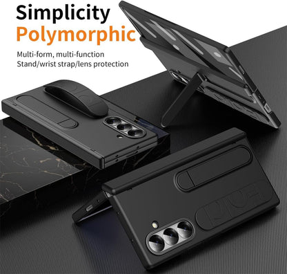 Samsung Galaxy Z Fold7 Skin Feel Case with Silicon Band, Stand & HInge Protection - Black