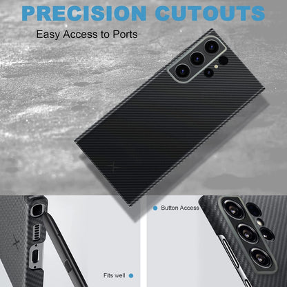 Samsung Galaxy S24 Ultra Slim Fit Carbon Pattern Case with Camera Protection - Black