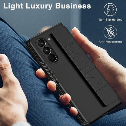 Samsung Galaxy Z Fold 5 Carbon Leather Slim Fit Case With Glass- Black