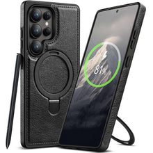 Samsung Galaxy S23 Ultra Vegan Leather Case with Magsafe and Stand - Black