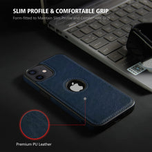 iPhone 12 Original PU Leather Case Classic Luxury Elegant with Logo Cut-Blue