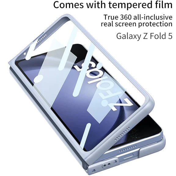 Samsung Galaxy Z Fold 5 P.U Leather with Camera Shutter Case-Blue
