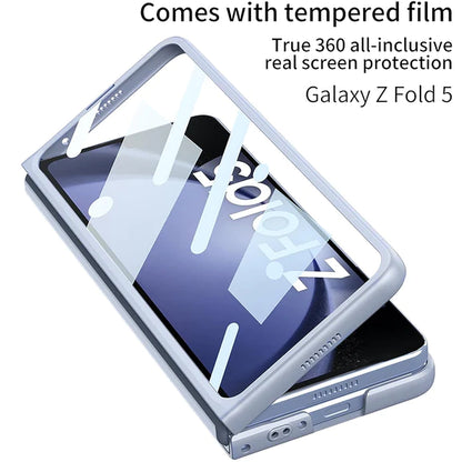 Samsung Galaxy Z Fold 5 P.U Leather with Camera Shutter Case-Blue