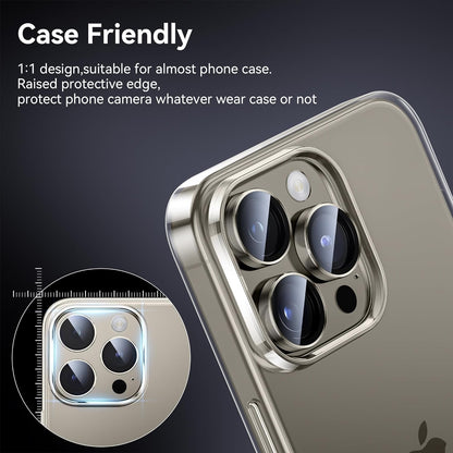 iPhone 15 Pro Camera Lens Protector Metal Frame with Glass