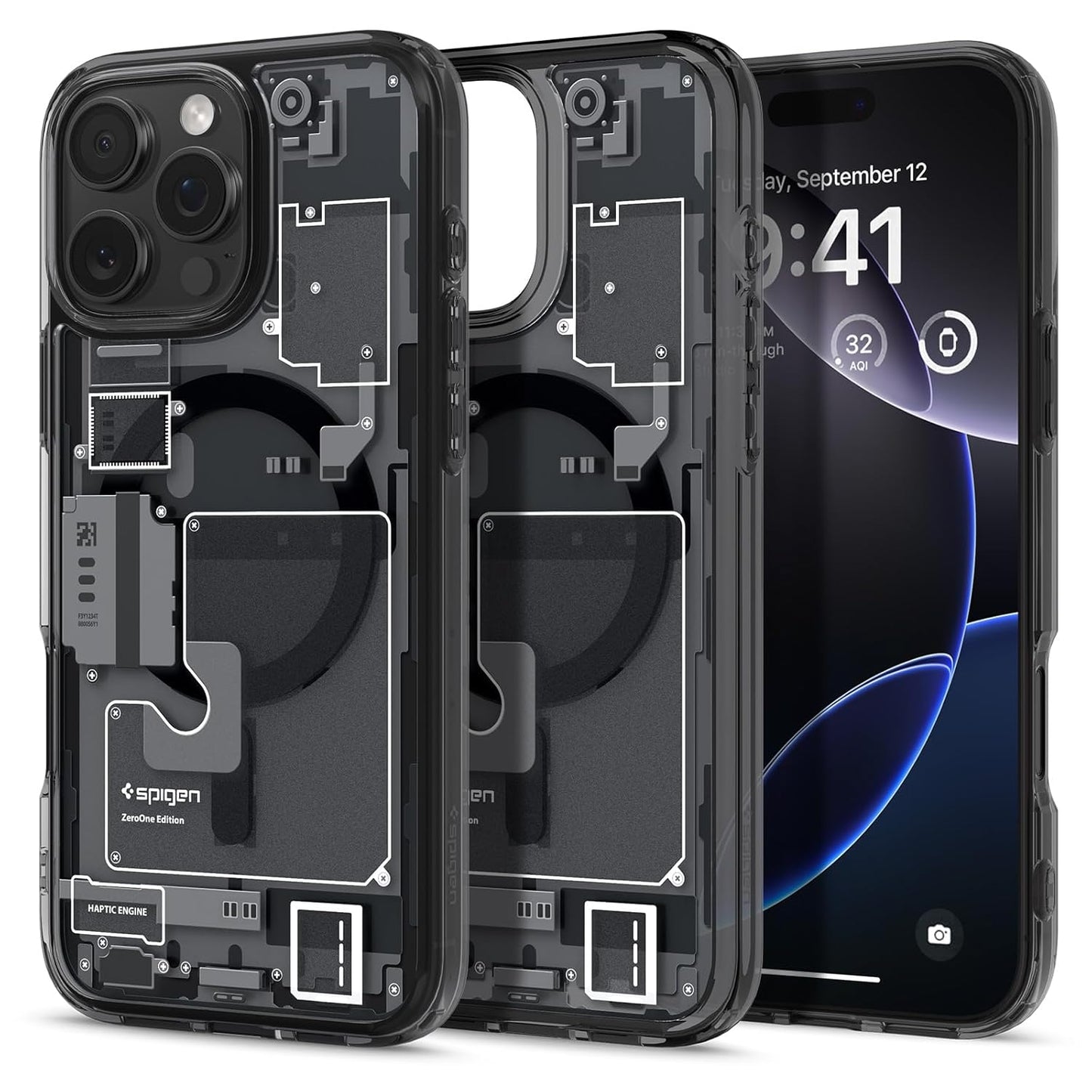 iPhone 16 Pro Machine Style Ultra Hybrid Zero One Shockproof Case with Magsafe - Black