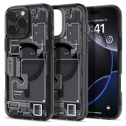 iPhone 16 Pro Machine Style Ultra Hybrid Zero One Shockproof Case with Magsafe - Black