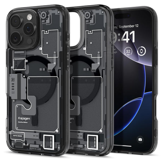 iPhone 16 Pro Machine Style Ultra Hybrid Zero One Shockproof Case with Magsafe - Black