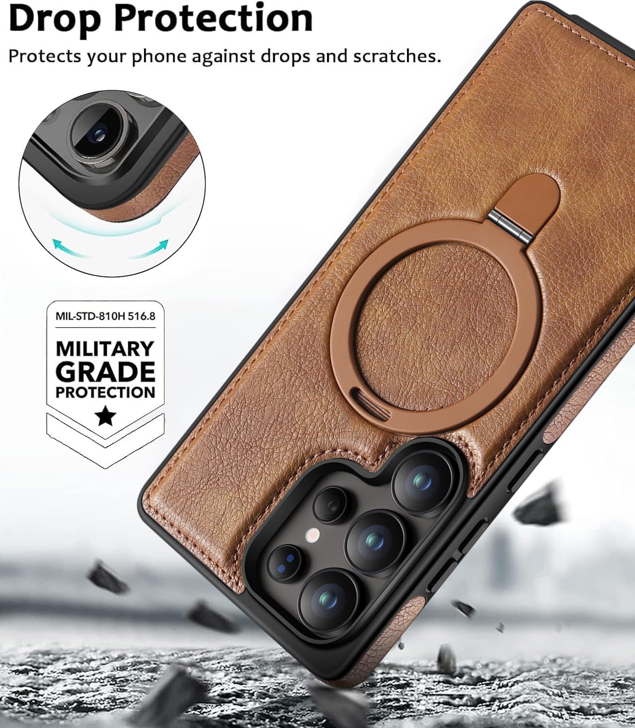 Samsung Galaxy S23 Ultra Vegan Leather Case with Magsafe and Stand - Gray
