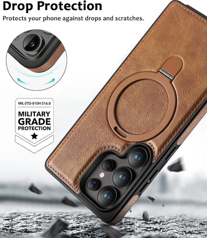 Samsung Galaxy S23 Ultra Vegan Leather Case with Magsafe and Stand - Gray