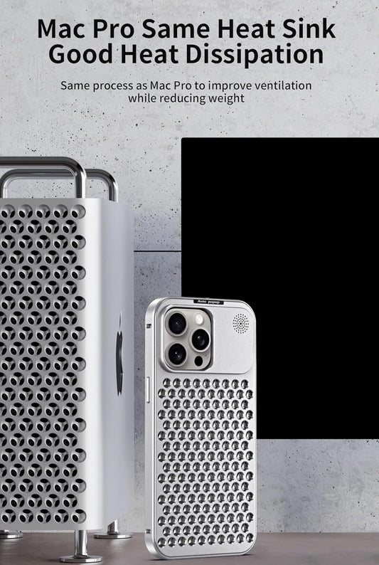 iPhone 15 Pro Max Metal Heat Dissipation Pure Aluminum Cooling Case with Aroma - Gray