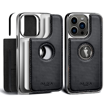 iPhone 15 Pro Max Premium Quality Luxurious Leather Case - Black
