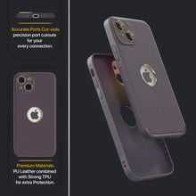 iPhone 13 Leather Silver Electroplated Chrome Back Cover-Purple
