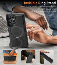 Samsung Galaxy S23 Ultra Vegan Leather Case with Magsafe and Stand - Black