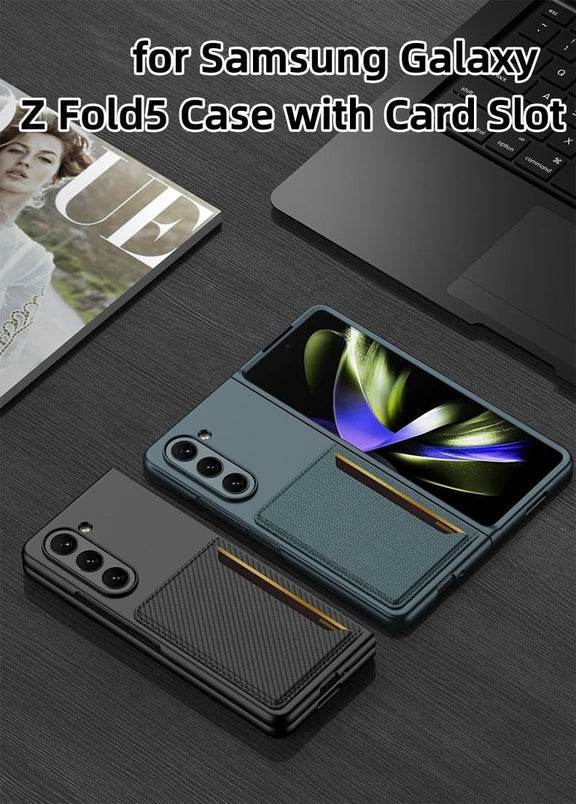 Samsung Galaxy Z Fold 5 PU Leather Card Holder Case-Maroon