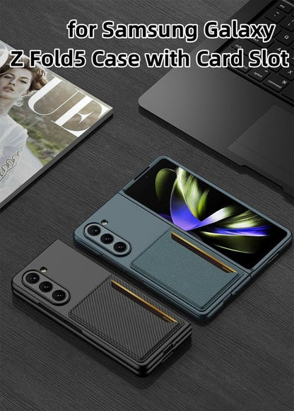 Samsung Galaxy Z Fold 5 PU Leather Card Holder Case-Maroon