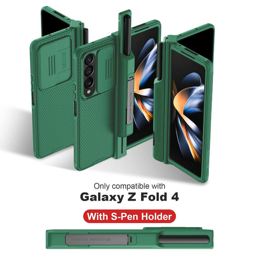 Samsung Galaxy Z Fold 4 Cam shield Pro Case S Pen Holder With Camera Protection - Green