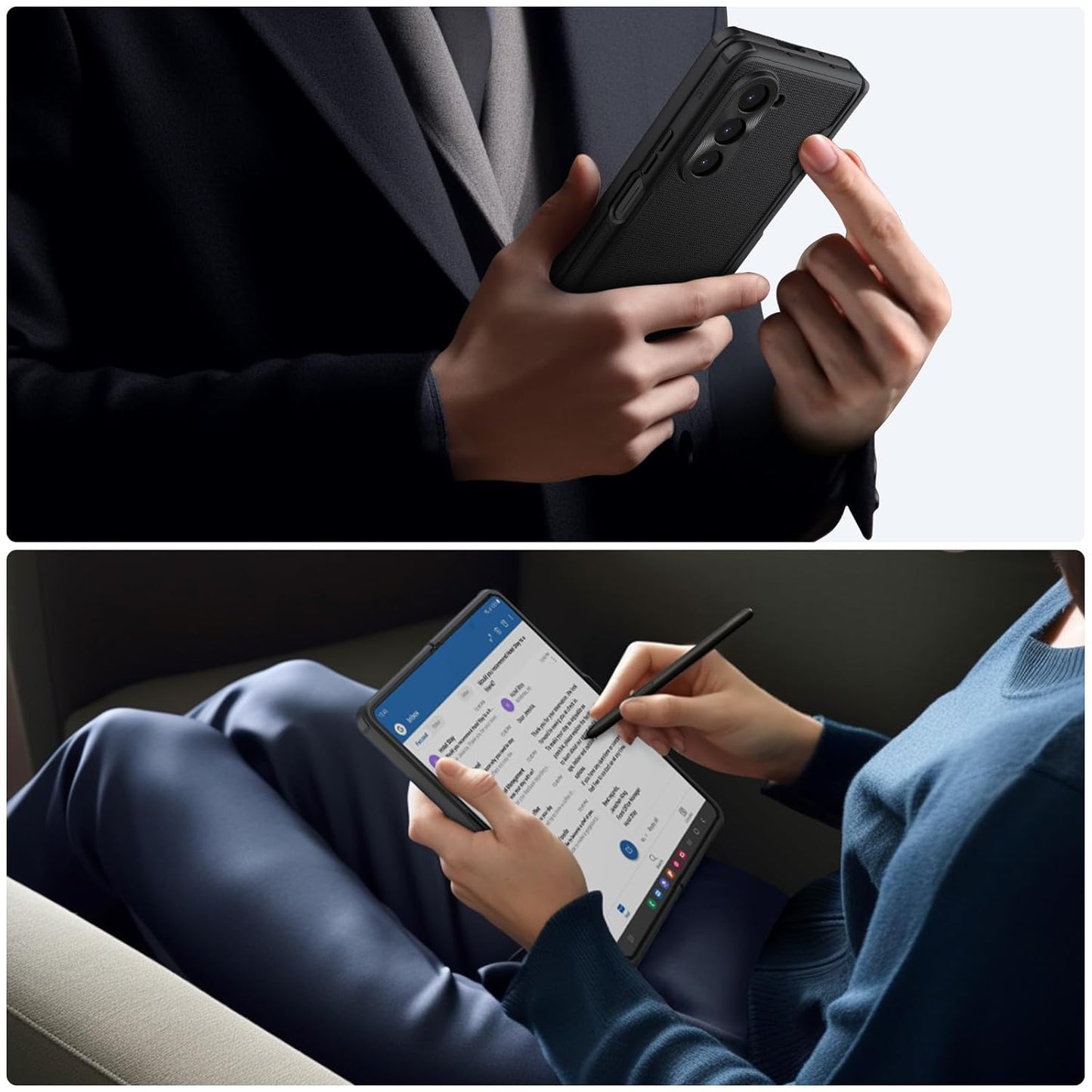Samsung Galaxy Z Fold5 Nillkin Super Frosted Shield Fold Bracket Version Matte Case - Black