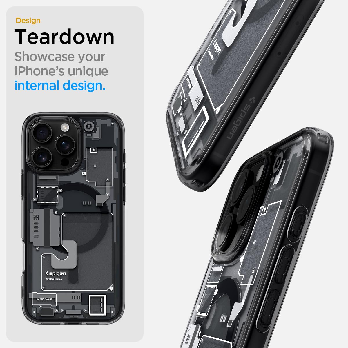 iPhone 16 Pro Machine Style Ultra Hybrid Zero One Shockproof Case with Magsafe - Black