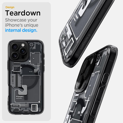 iPhone 16 Pro Machine Style Ultra Hybrid Zero One Shockproof Case with Magsafe - Black