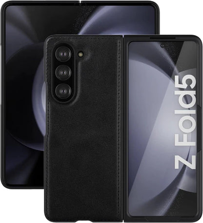 Samsung Galaxy Z Fold 5 Plain Leather Case-Black