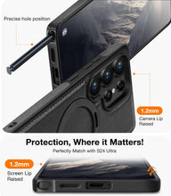 Samsung Galaxy S23 Ultra Vegan Leather Case with Magsafe and Stand - Black