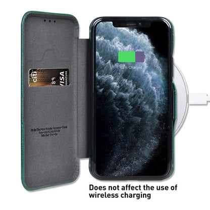 iPhone 15 Pro Leather Flip Cover Wallet Case - Black
