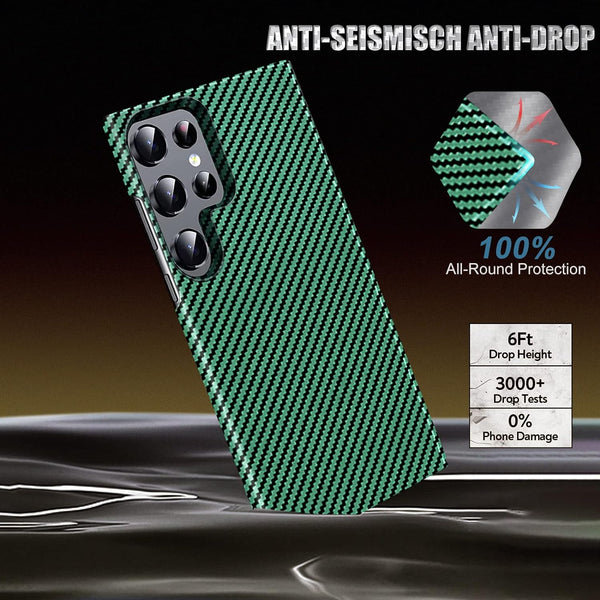 Samsung Galaxy S23 Ultra Piblue Carbon Fiber Aramid Kevilar Case - Green