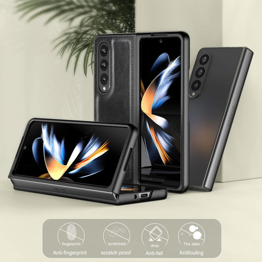 Samsung Galaxy Z Fold 3 Plain Leather Case-Black