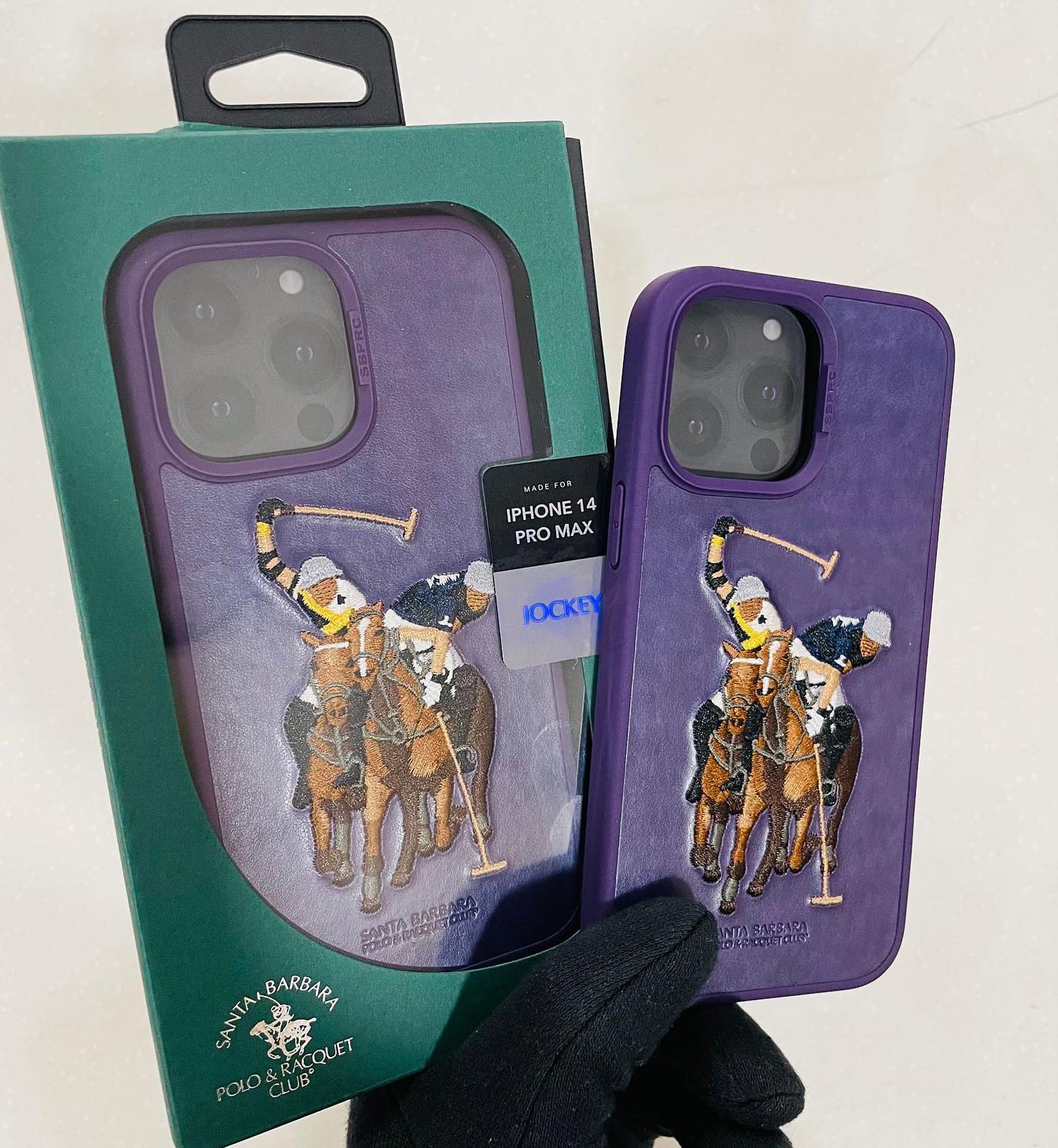 iPhone 14 Pro Max Santa Barbara Polo Jocky Series Leather Case - Purple