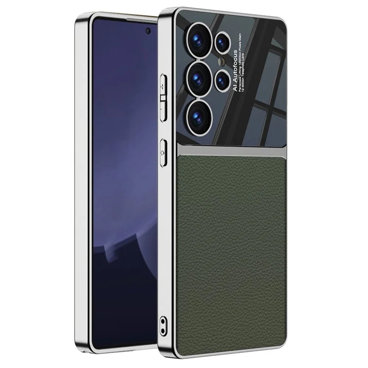 Samsung Galaxy S25 Ultra GKK Half Leather & Shine Soft Shell PC Case