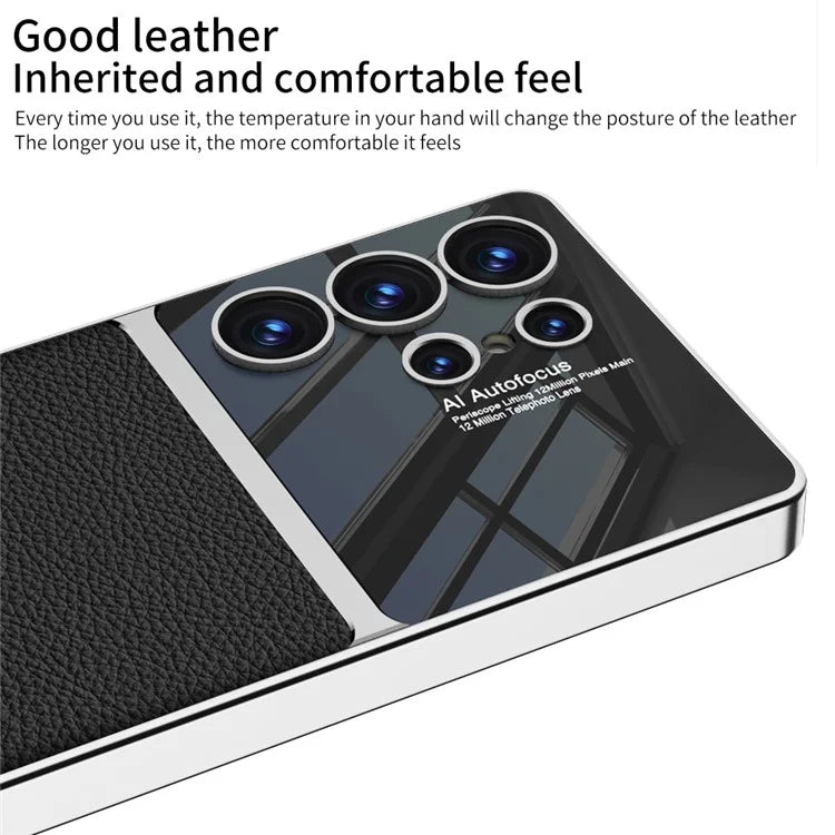 Samsung Galaxy S25 Ultra GKK Half Leather & Shine Soft Shell PC Case