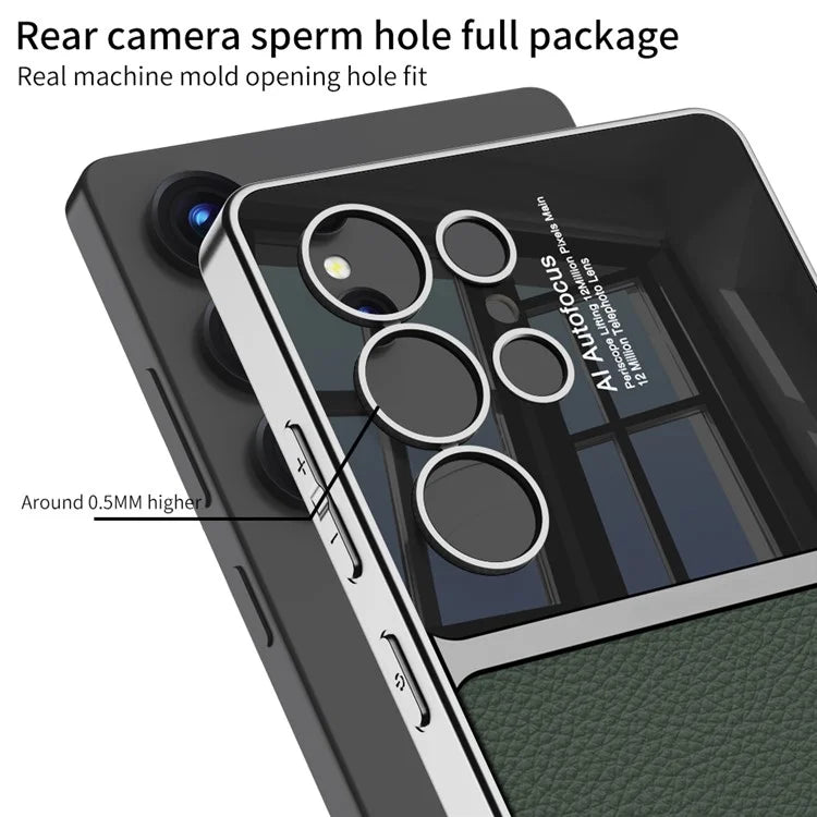 Samsung Galaxy S25 Ultra GKK Half Leather & Shine Soft Shell PC Case
