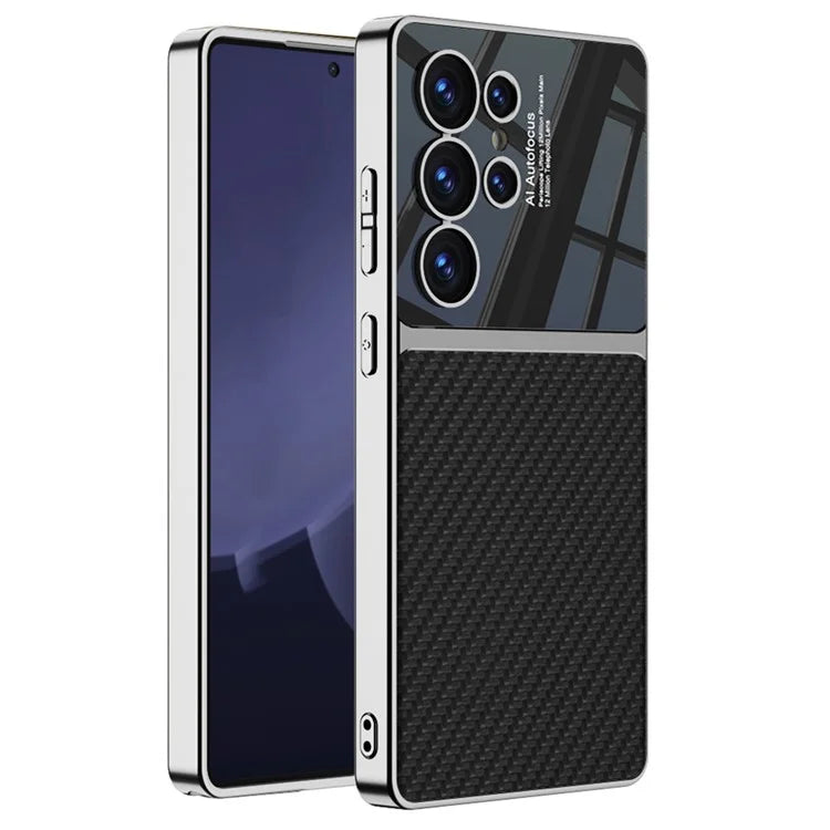 Samsung Galaxy S25 Ultra GKK Half Leather & Shine Soft Shell PC Case