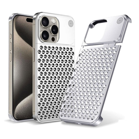 iPhone 15 Pro Max Frameless Metal Heat Dissipation Aluminum Cooling Case with Aroma - Silver
