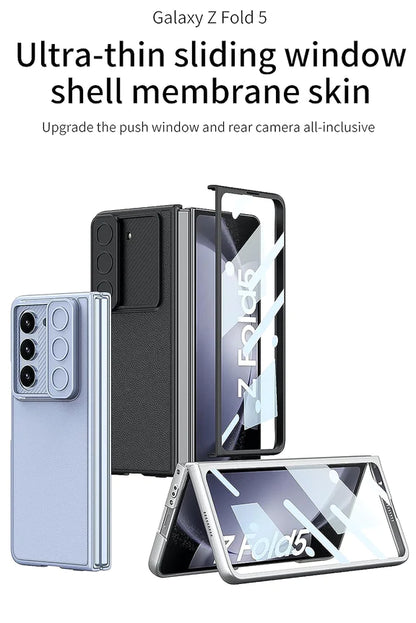 Samsung Galaxy Z Fold 5 P.U Leather with Camera Shutter Case-Blue