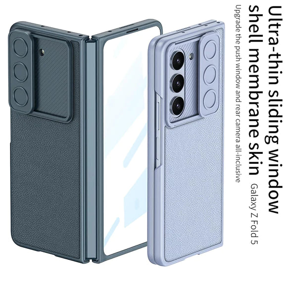 Samsung Galaxy Z Fold 5 P.U Leather with Camera Shutter Case-Blue
