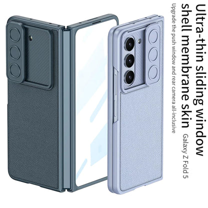 Samsung Galaxy Z Fold 5 P.U Leather with Camera Shutter Case-Blue