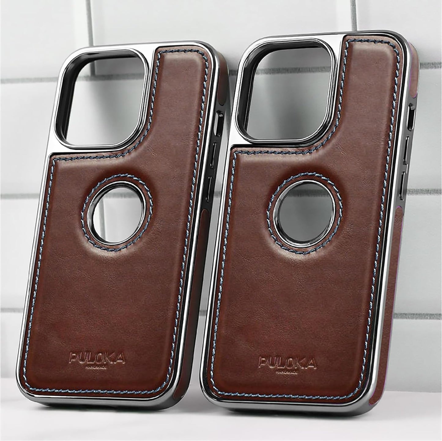 iPhone 13 Premium Quality Luxurious Leather Case - Dark Brown